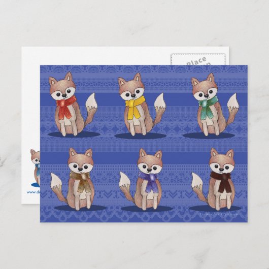 Foxes in Briefkaarten van handschoenen (Voorkant / Achterkant)