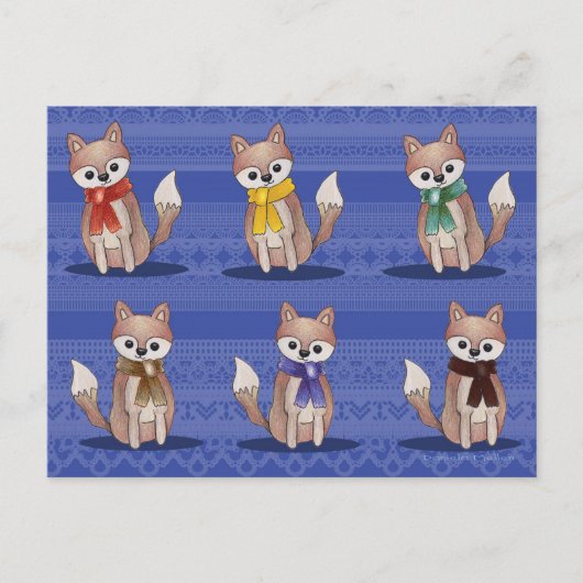 Foxes in Briefkaarten van handschoenen (Voorkant)