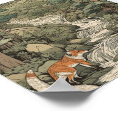 Foxes in het japanse landschap poster (Hoek)