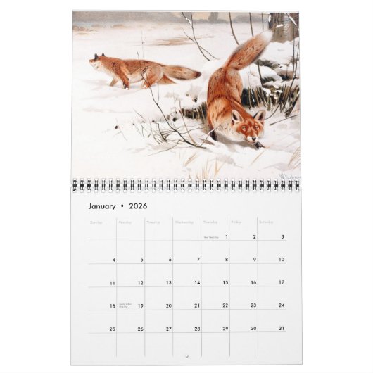 Foxes in kunst kalender (Jan 2026)