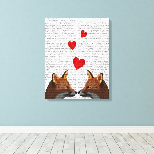 Foxes in Love Canvas Afdruk (Insitu (Houten vloer))