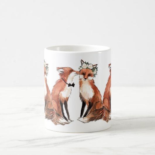 Foxes in Love, Fox bruiloft valentijn gift Koffiemok (Center)