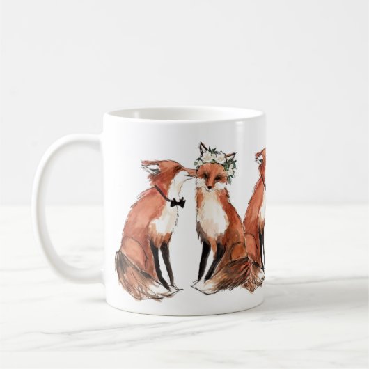Foxes in Love, Fox bruiloft valentijn gift Koffiemok (Links)