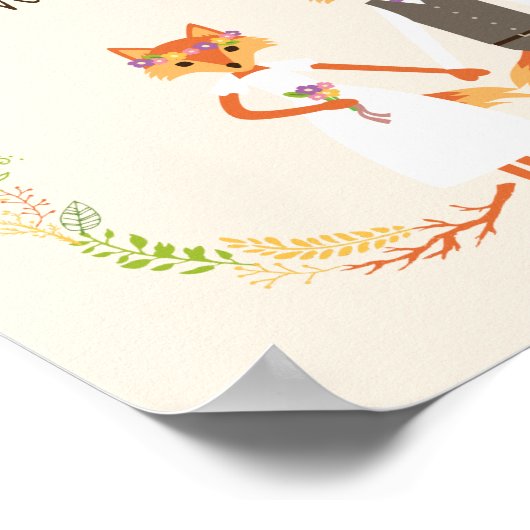 Foxes Ivory Wedding Sign Poster (Hoek)