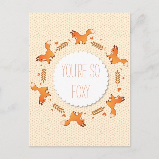 Foxes, Laurel en Hearts Krans Foxy Briefkaart (Voorkant)