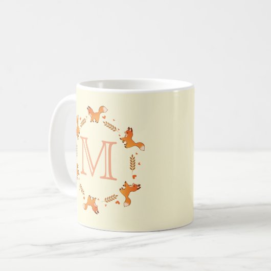 Foxes, Laurel en Hearts, met monogram Koffiemok (Voorkant links)