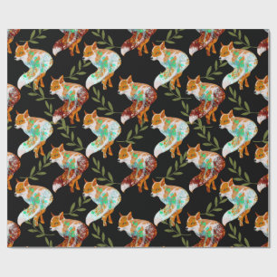 Foxes met Natuur Pattern Design Wrapping Paper Cadeaupapier