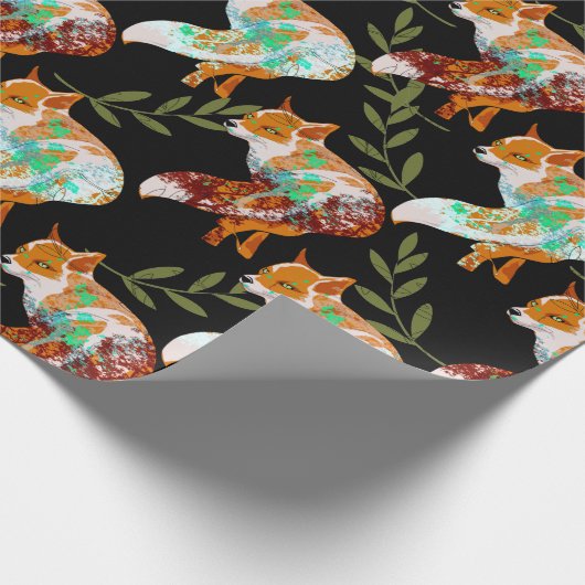 Foxes met Natuur Pattern Design Wrapping Paper Cadeaupapier (Hoek)