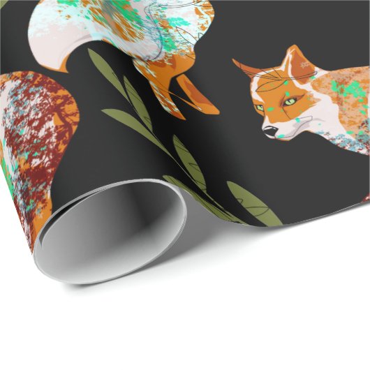 Foxes met Natuur Pattern Design Wrapping Paper Cadeaupapier (Rol Hoek)