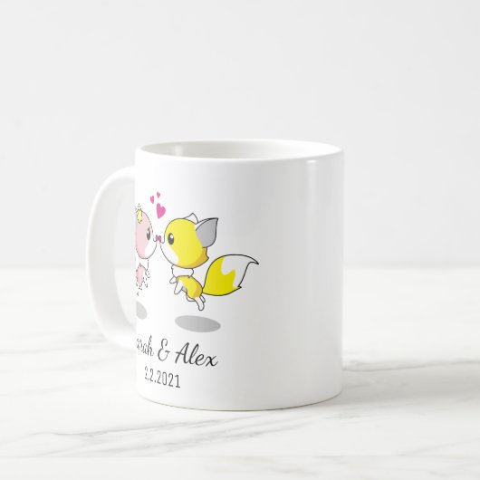 Foxes Mok, persoonlijke koffie-Mok voor koppels; Koffiemok (Voorkant links)