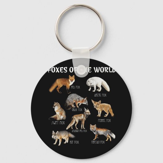 Foxes of the world Funny Fox Animals Education Sleutelhanger (Voorkant)