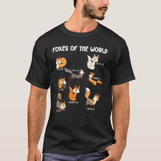 Foxes of the world Funny Fox Animals Education T-shirt (Voorkant)