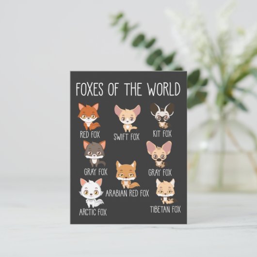 Foxes of the World Gift for Fox Lover Briefkaart (Staand voorkant)
