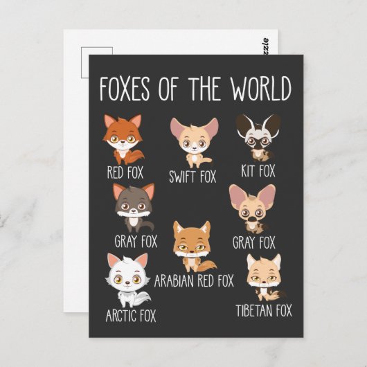 Foxes of the World Gift for Fox Lover Briefkaart (Voorkant / Achterkant)