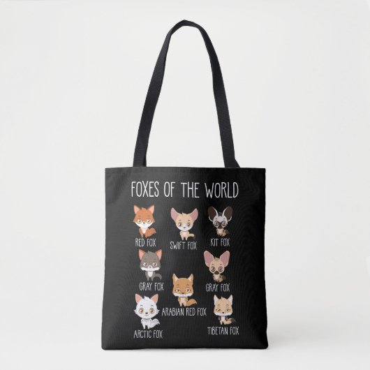 Foxes of the World Gift for Fox Lover Tote Bag (Voorkant)
