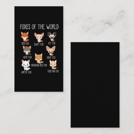 Foxes of the World Gift for Fox Lover Visitekaartje (Voorkant / Achterkant)