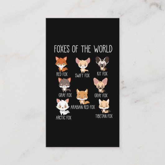 Foxes of the World Gift for Fox Lover Visitekaartje (Voorkant)