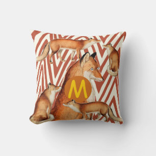 Foxes op het Oranje Zig Zag Pattern Kussen