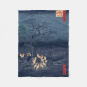 Foxes op Night Shrine Ukiyo-e Japans Kunst Fleece Deken (Voorkant)
