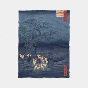 Foxes op Night Shrine  Ukiyo-e Japans Kunst Fleece Deken