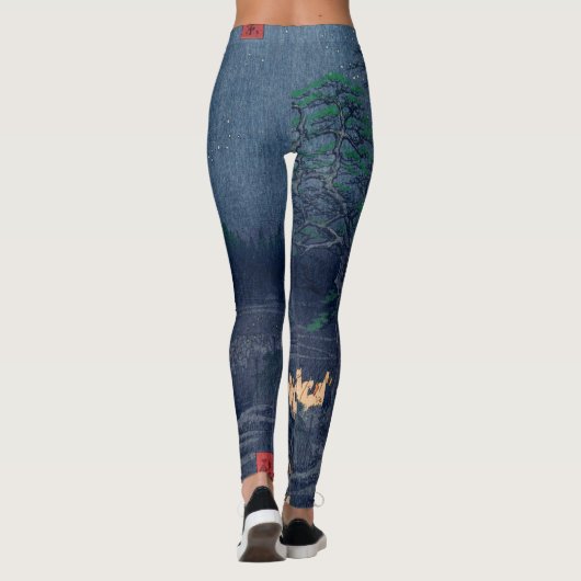 Foxes op Night Shrine  Ukiyo-e Japans Kunst Leggings (Achterkant)