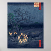 Foxes op Night Shrine  Ukiyo-e Japans Kunst Poster (Voorkant)