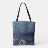 Foxes op Night Shrine Ukiyo-e Japans Kunst Tote Bag (Achterkant)