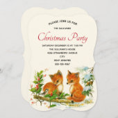 foxes Retro Kerstfeest Kaart (Voorkant / Achterkant)