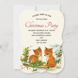 foxes Retro Kerstfeest Kaart