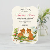 foxes Retro Kerstfeest Kaart (Staand voorkant)