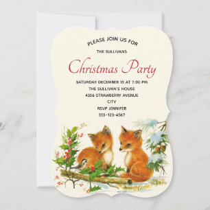foxes Retro Kerstfeest Kaart