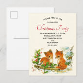 foxes Retro Kerstfeest Uitnodiging Briefkaart (Voorkant / Achterkant)
