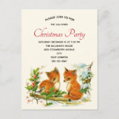 foxes Retro Kerstfeest Uitnodiging Briefkaart (Voorkant)