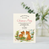 foxes Retro Kerstfeest Uitnodiging Briefkaart (Staand voorkant)