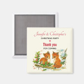  foxes Retro kerstparty bedankt Magneet (Voorkant / Achterkant)