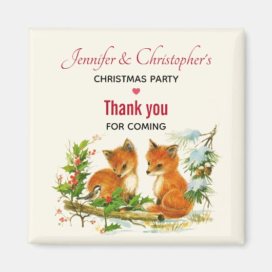  foxes Retro kerstparty bedankt Magneet (Voorkant)