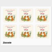  foxes Retro kerstparty bedankt Vierkante Sticker (Vel)