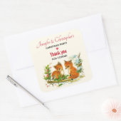  foxes Retro kerstparty bedankt Vierkante Sticker (Envelop)