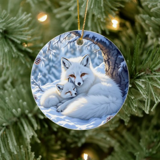 Foxes Themed Personalized Christmas Keramisch Ornament (Boom)