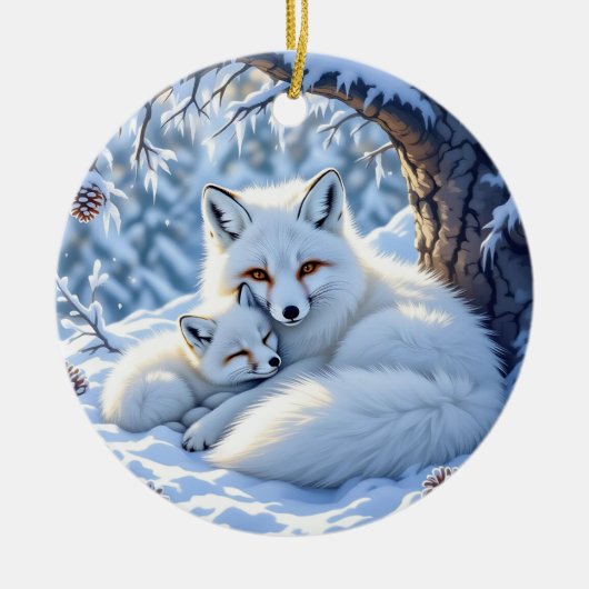 Foxes Themed Personalized Christmas Keramisch Ornament (Voorkant)