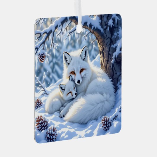 Foxes Themed Personalized Christmas Metalen Ornament (Voorkant Rechts)