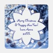 Foxes Themed Personalized Christmas Metalen Ornament (Achterkant)