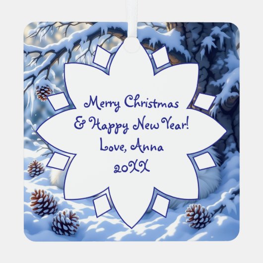 Foxes Themed Personalized Christmas Metalen Ornament (Achterkant)