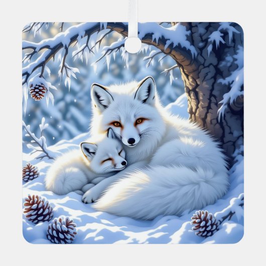 Foxes Themed Personalized Christmas Metalen Ornament (Voorkant)