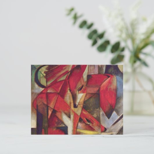 Foxes van Franz Marc,  Abstracte Cubistische kunst Briefkaart (Staand voorkant)