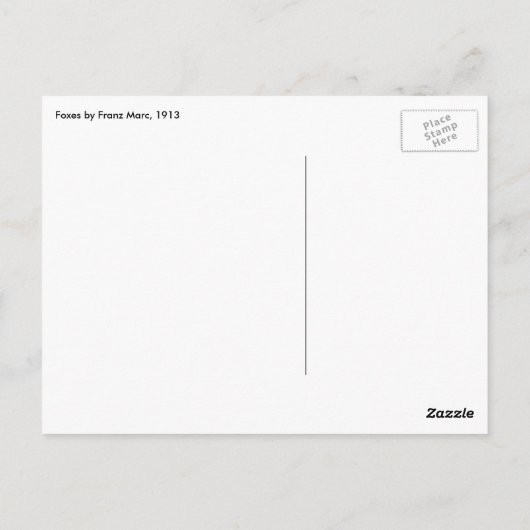 Foxes van Franz Marc,  Abstracte Cubistische kunst Briefkaart (Achterkant)