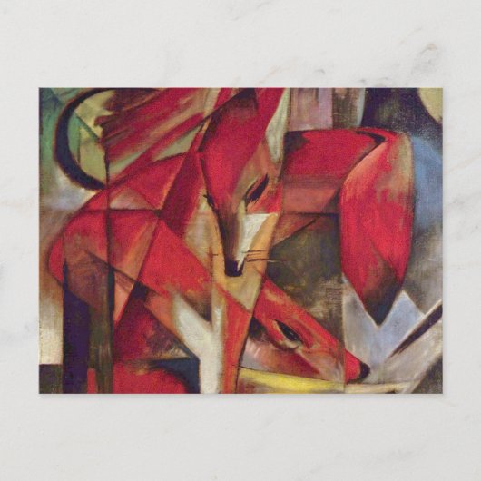 Foxes van Franz Marc,  Abstracte Cubistische kunst Briefkaart (Voorkant)