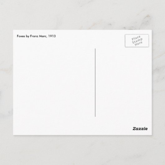 Foxes van Franz Marc,  Abstracte Cubistische kunst Briefkaart (Achterkant)