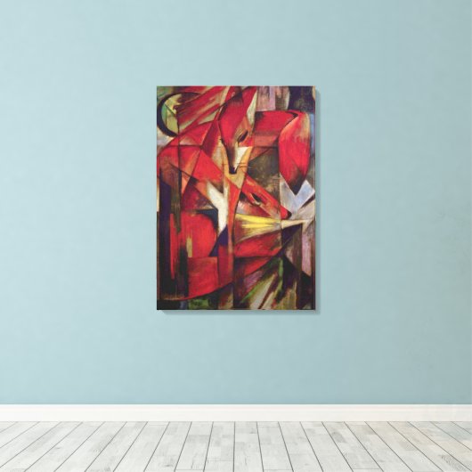 Foxes van Franz Marc,  Abstracte Cubistische kunst Canvas Afdruk (Insitu (Houten vloer))