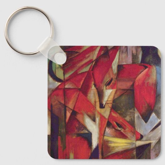 Foxes van Franz Marc,  Abstracte Cubistische kunst Sleutelhanger (Voorkant)